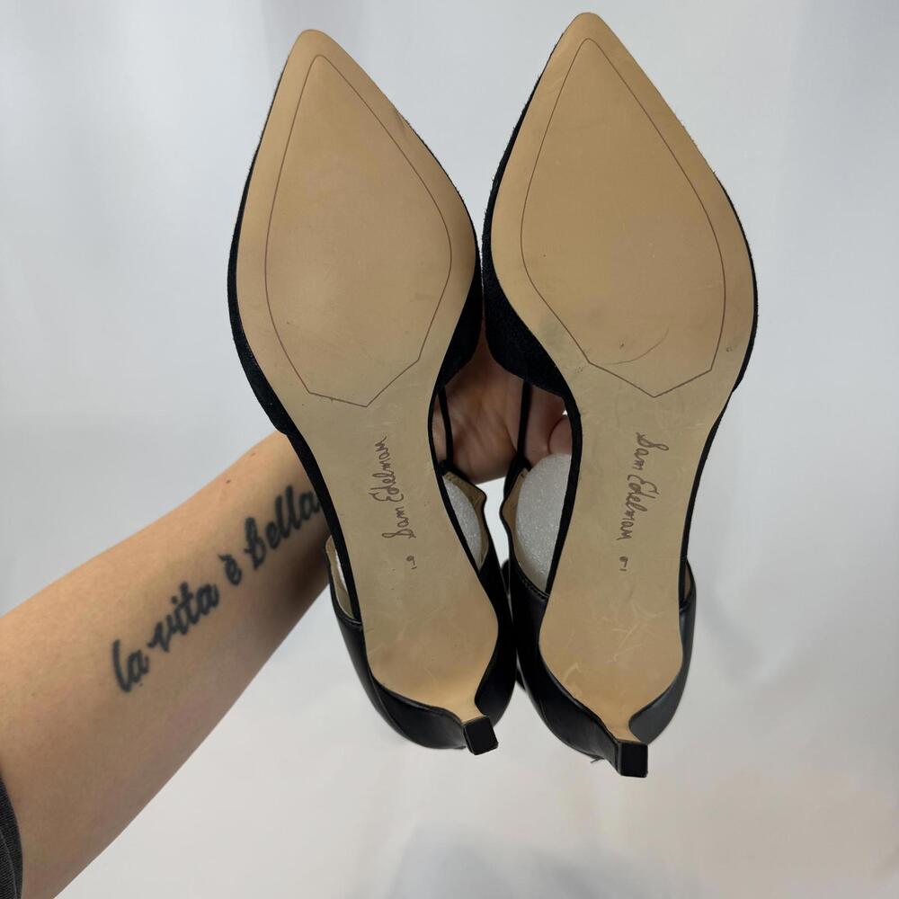 Sam Edelman Black Lace-Up Pointed Toe Heels - Size 9 - Picture 2 of 6